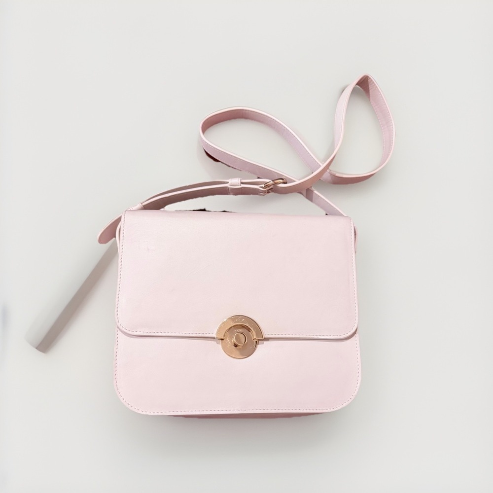 CO‎ Collections talian Leather Crossbody Bag Gold Turn-Lock Boxy Shoulder Bag